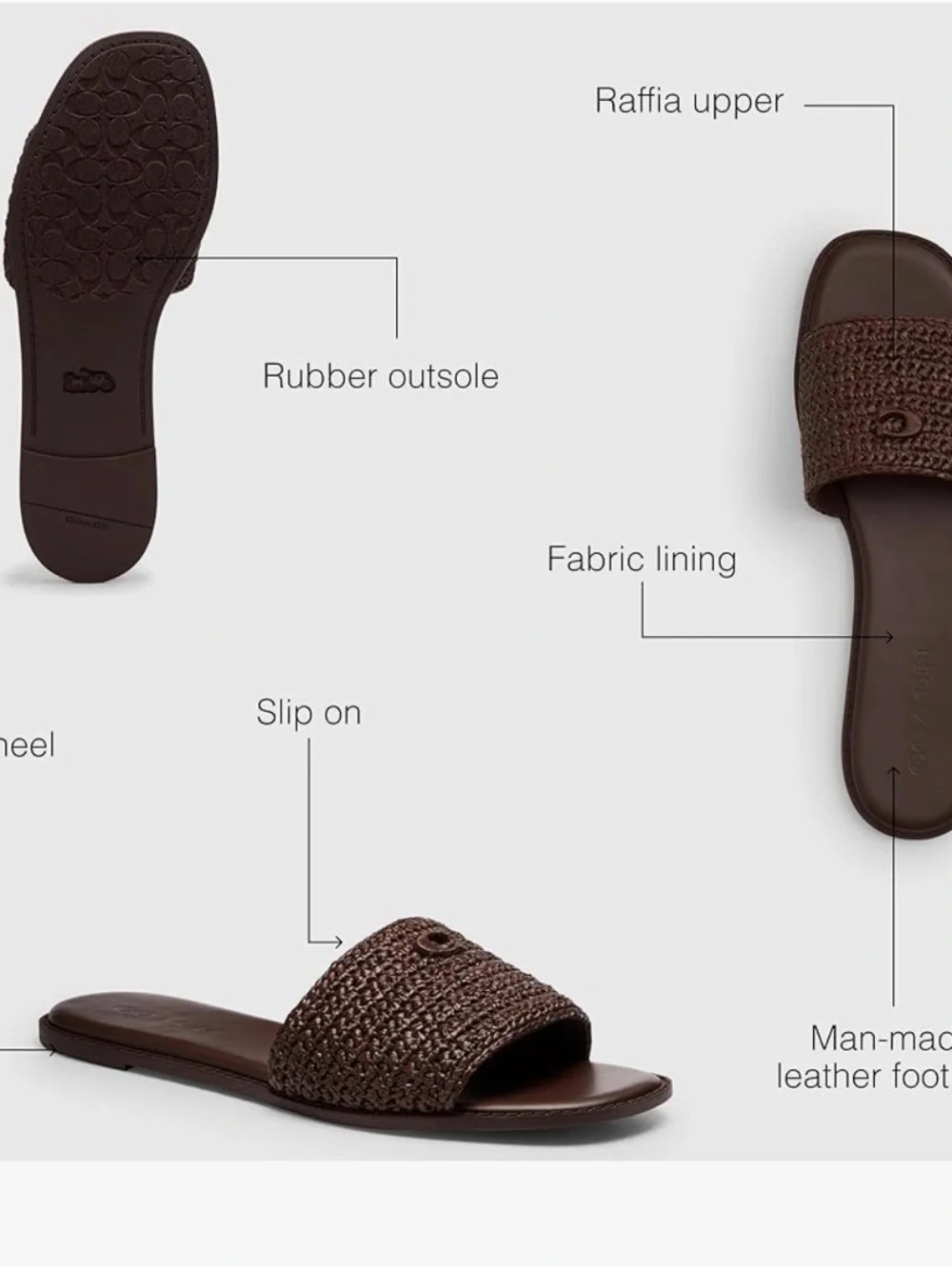 Coach Brown Woven Slide Sandal